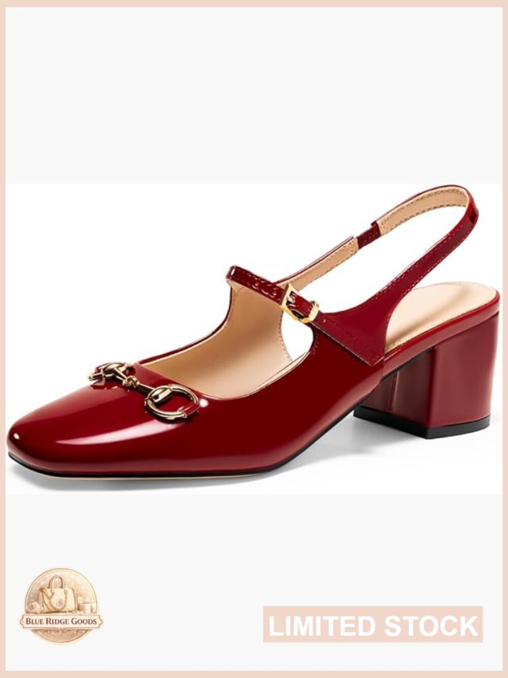 Slingback Chunky Heels Mary Jane Shoes Slip On Buckle Strap Dress Pumps